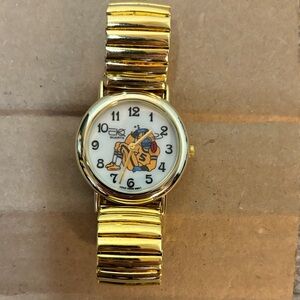 Gold-Tone Quartz Watch with Football Player Dial